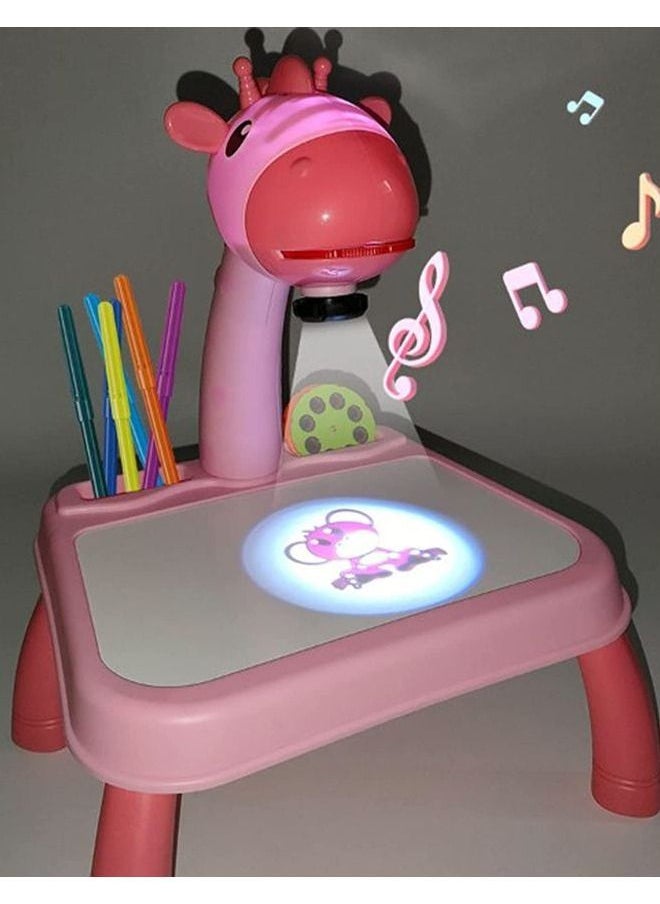 Generic - Kids Drawing Projector Table Giraffe with Light Music Smart Projector Sketcher Desk Learning Projection Painting Machine - Image 1