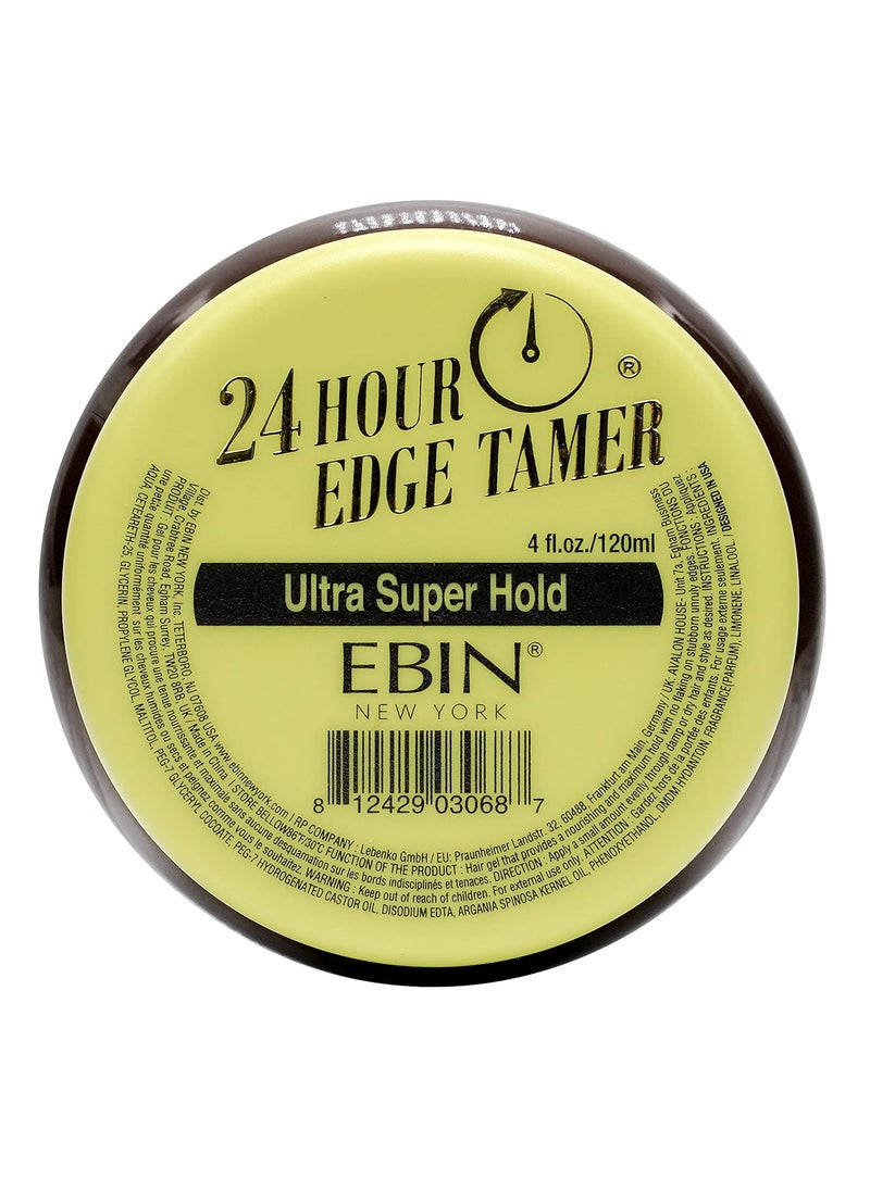 EBIN NEW YORK EBIN NEW YORK 24 Hour Edge Tamer Ultra Super Hold 4.0 fl.oz/120ml No Flaking, Smooth Shine, Argan & Castor Oil, Strong Edge Control Gel, Edge gel 