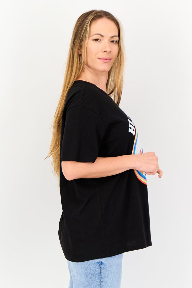 Barbie Women Crew Neck Short Sleeve Graphic Print T-shirt, Black - Image 3