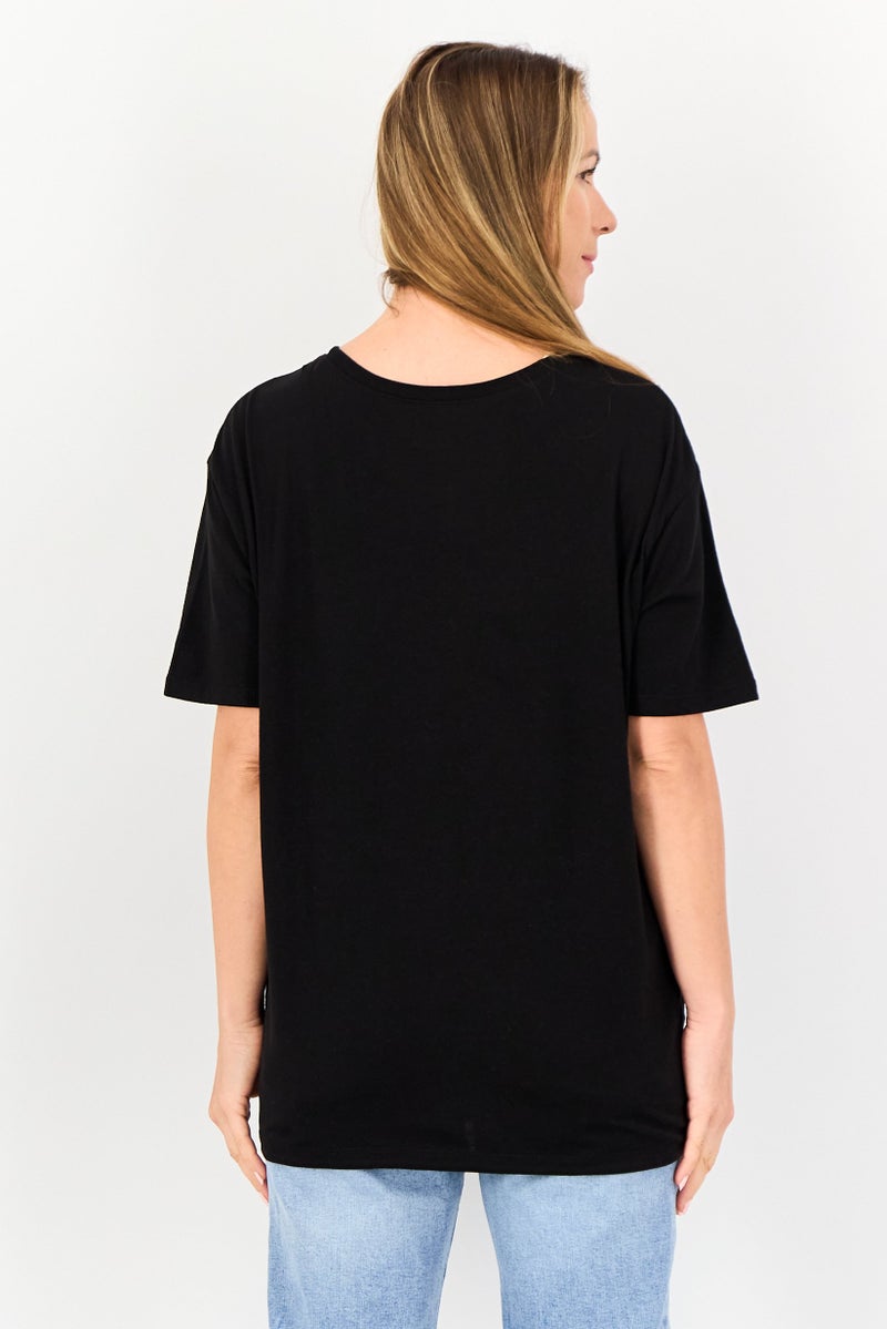 Barbie Women Crew Neck Short Sleeve Graphic Print T-shirt, Black - Image 4