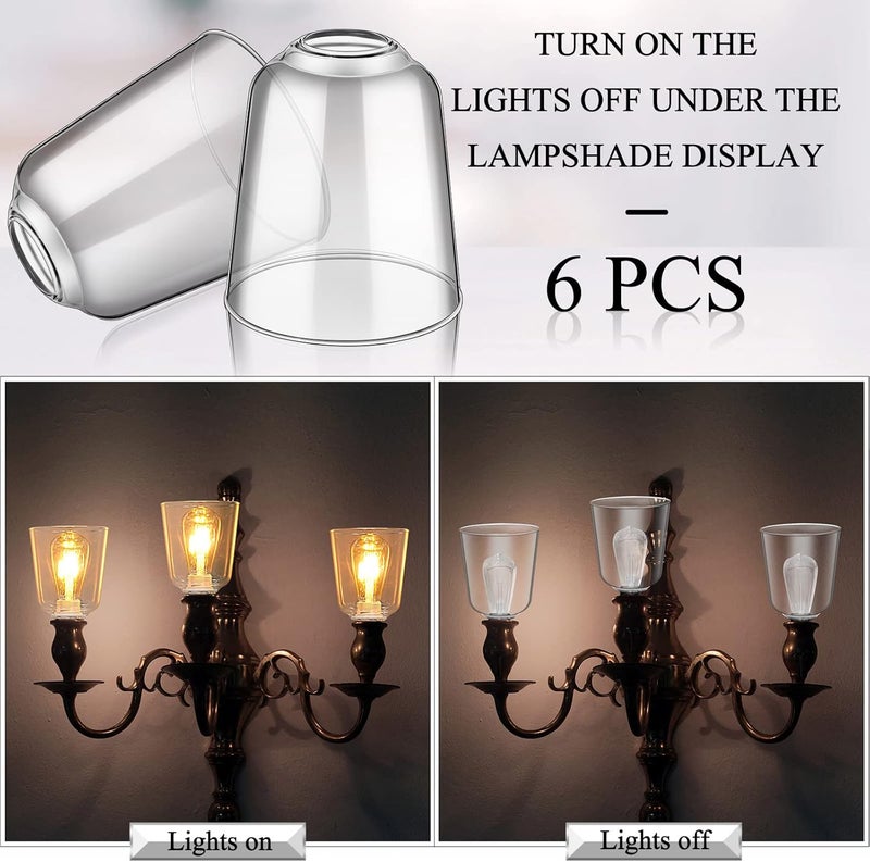 Riakrum 6 Pcs Clear Glass Shade 5 Dia 567 High 165 Fitter Light Cover Shade Ceiling Fan Light Covers High Transmittance Glass Globes for Light Fixtures Replacement Pendant Chandelier Classic - Image 5