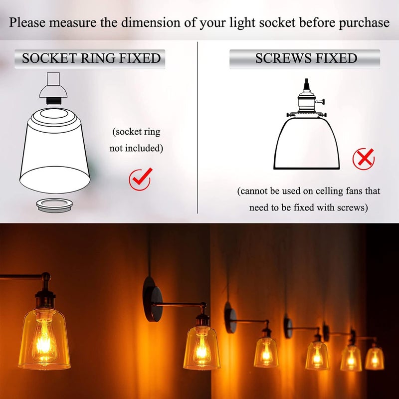 Riakrum 6 Pcs Clear Glass Shade 5 Dia 567 High 165 Fitter Light Cover Shade Ceiling Fan Light Covers High Transmittance Glass Globes for Light Fixtures Replacement Pendant Chandelier Classic - Image 4