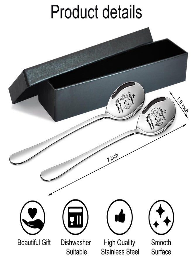 ZBBFSCSB Ice Cream Together 2 Pack Spoons with Gift Box, Ice Cream Together Scoops for Couples, Our Ice Cream Scoops, Spoon Couple Gifts (Funny, C) - Image 2