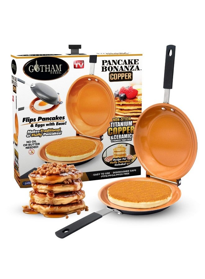 جوثام ستيل مقلاة غوثام ستيل مزدوجة الجوانب، مثالية لتحضير الفطائر - صينية فطائر سيراميكية غير لاصقة من النحاس سهلة التقليب، مثالية لتحضير الفطائر الرقيقة، وتحضير الأومليت، والفريتاتا، وغيرها الكثير! آمنة للاستخدام في غسالة الأطباق. - Image 1