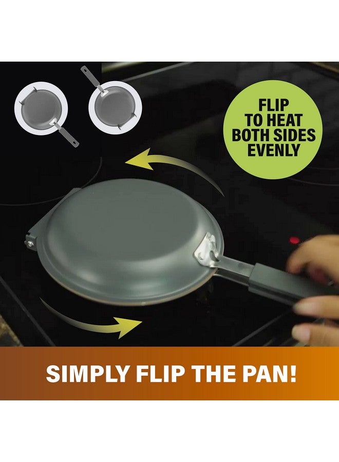 جوثام ستيل مقلاة غوثام ستيل مزدوجة الجوانب، مثالية لتحضير الفطائر - صينية فطائر سيراميكية غير لاصقة من النحاس سهلة التقليب، مثالية لتحضير الفطائر الرقيقة، وتحضير الأومليت، والفريتاتا، وغيرها الكثير! آمنة للاستخدام في غسالة الأطباق. - Image 5