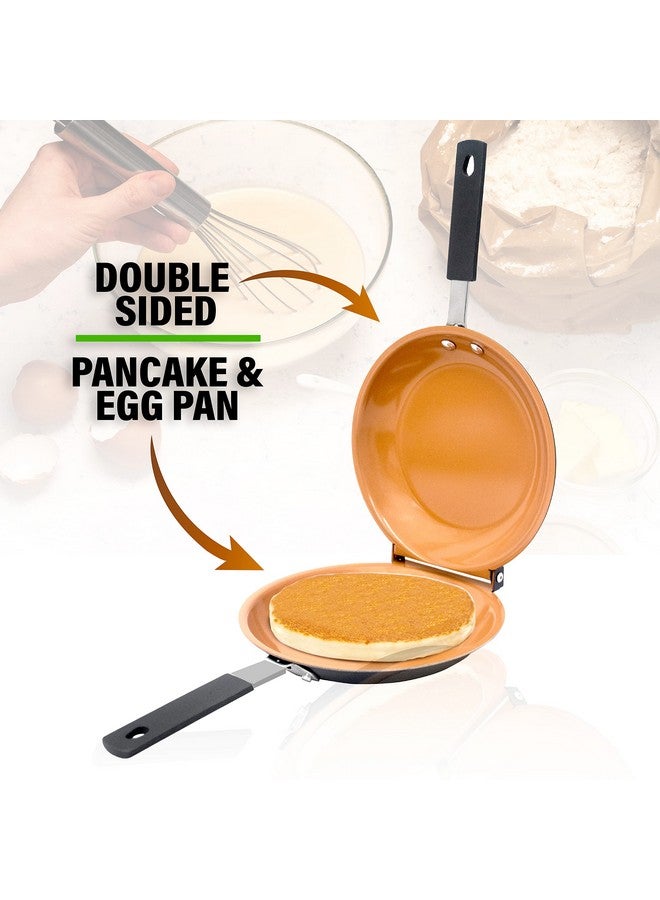 جوثام ستيل مقلاة غوثام ستيل مزدوجة الجوانب، مثالية لتحضير الفطائر - صينية فطائر سيراميكية غير لاصقة من النحاس سهلة التقليب، مثالية لتحضير الفطائر الرقيقة، وتحضير الأومليت، والفريتاتا، وغيرها الكثير! آمنة للاستخدام في غسالة الأطباق. - Image 3