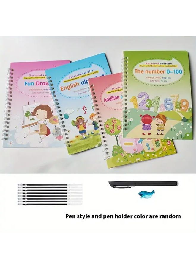 مجموعة كتابة الخط بالقلم مع الرسوم التوضيحية قابلة لإعادة الاستخدام حزمة تمارين الكتابة من 4 قطع - Image 1