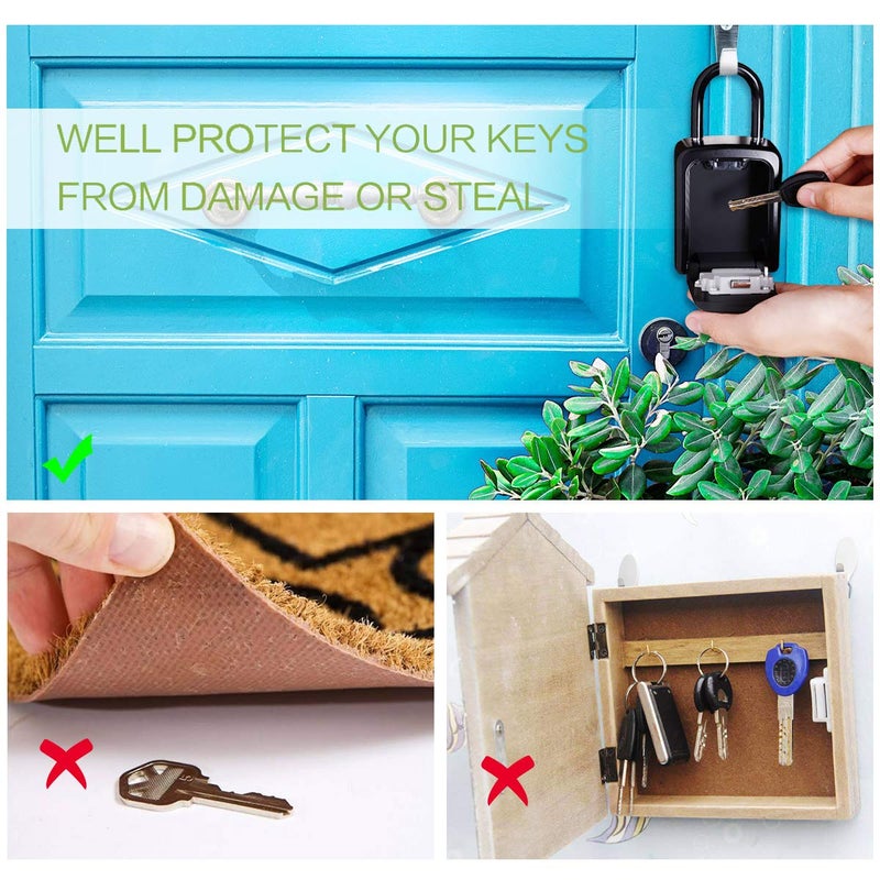 KeeKit Key Lock Box Wall Mounted Key Safe Box with Removable Shackle Resettable Code Key Storage Lock Box Waterproof with 4 Digit Combination 5 Key Capacity for Home Indoor Outdoor Black - Image 2