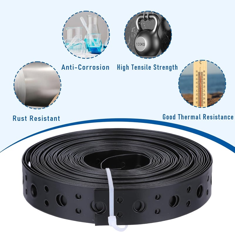 EupHHonycs Metal Strap 1-Inch x 33FT 0.6mm Bendable Pipe Hanger Thin Metal Strapping with Holes Plumbers Strap Flexible Trimming for Pipe Supports Hanging, Black - Image 4
