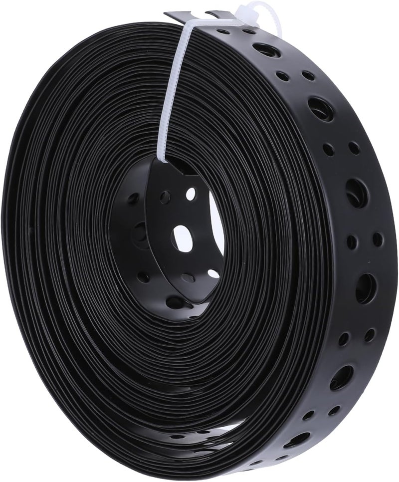EupHHonycs Metal Strap 1-Inch x 33FT 0.6mm Bendable Pipe Hanger Thin Metal Strapping with Holes Plumbers Strap Flexible Trimming for Pipe Supports Hanging, Black - Image 1