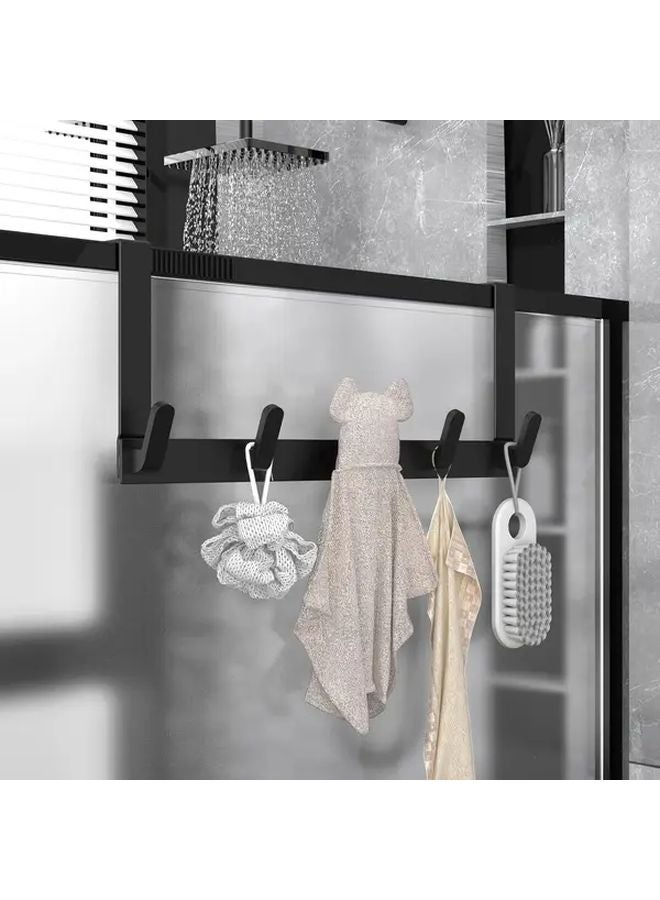 Modern Over The Door Hook Rack No Drill Easy Install 5 Hook Organizer Black - Image 3