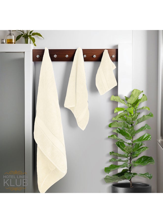 Hotel Linen Klub Hotel Linen Klub LUXURY PACK of 3  Bathroom Towel Sets -100% Cotton 650 GSM Terry Dobby Border Ring Spun -Super Soft ,Quick Dry,Highly Absorbent,Bath Towel,Hand Towel and Face Towel,Cream  - Image 4