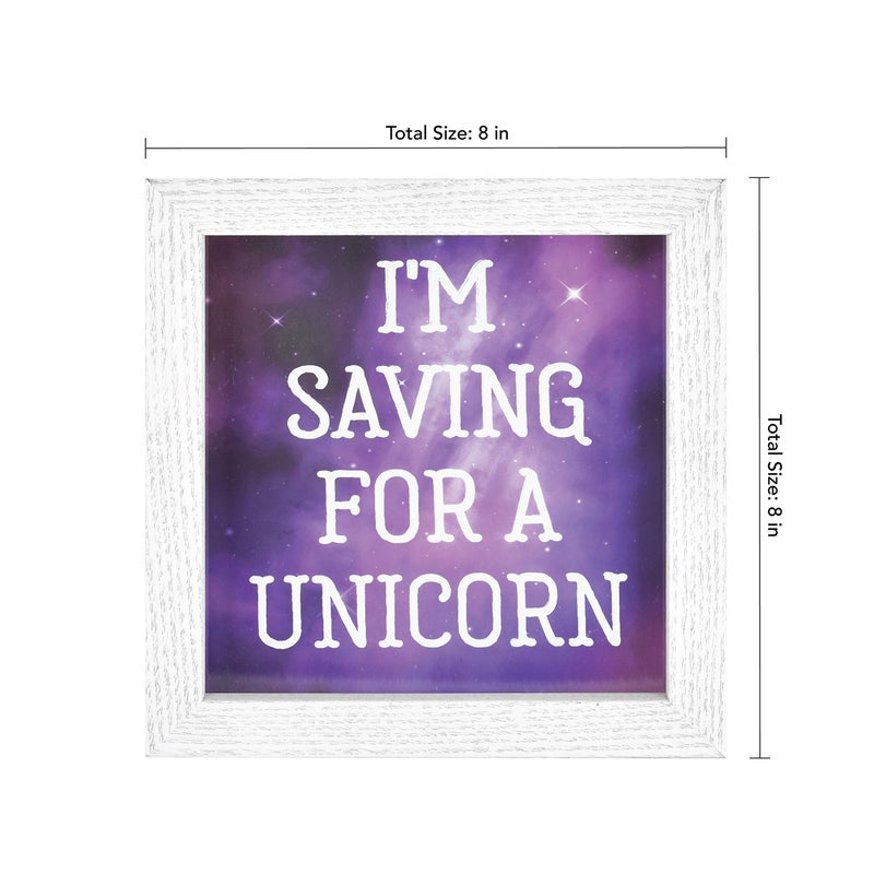MCS Saving for a Unicorn Fund Bank Shadowbox  White Woodgrain 8x1.5x8 inches - Image 4