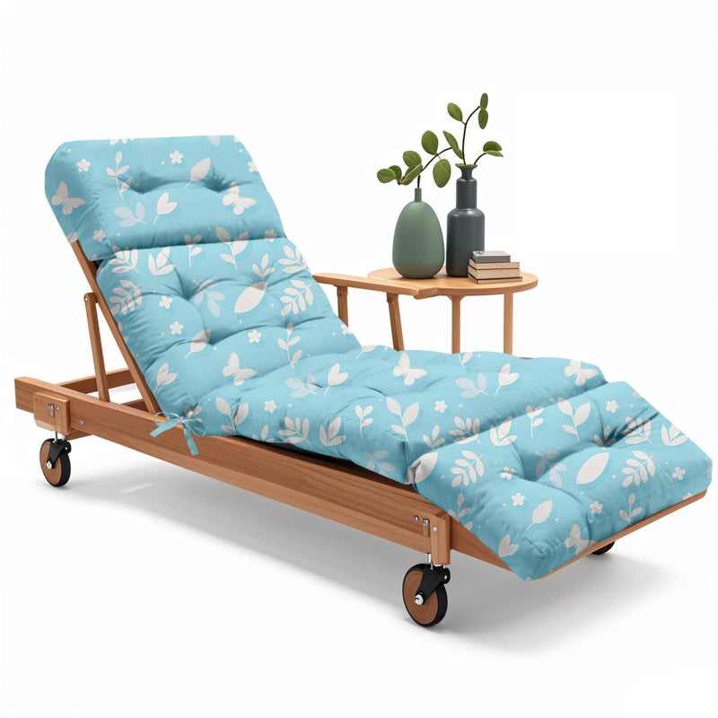 Uthem Outdoor Chaise Lounge Chair Cushion 75.1 x 22.8 x 4.7 Inches 100% Waterproof Replacement Cotton Patio Pool Lounge Chair Cushion for Outdoor Furniture with Ties, Blue Butterfly - Image 1
