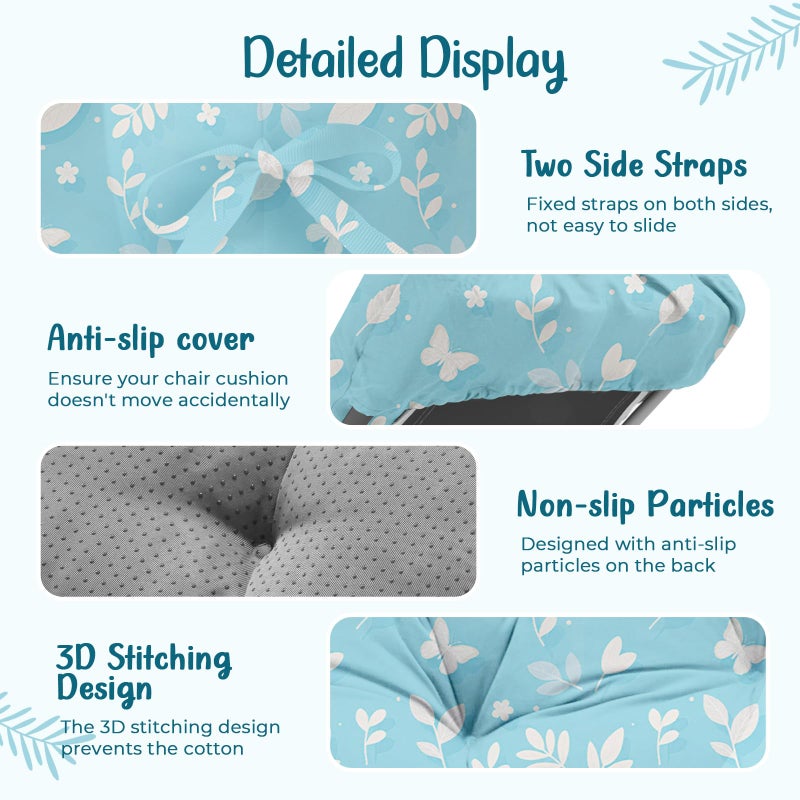 Uthem Outdoor Chaise Lounge Chair Cushion 75.1 x 22.8 x 4.7 Inches 100% Waterproof Replacement Cotton Patio Pool Lounge Chair Cushion for Outdoor Furniture with Ties, Blue Butterfly - Image 4