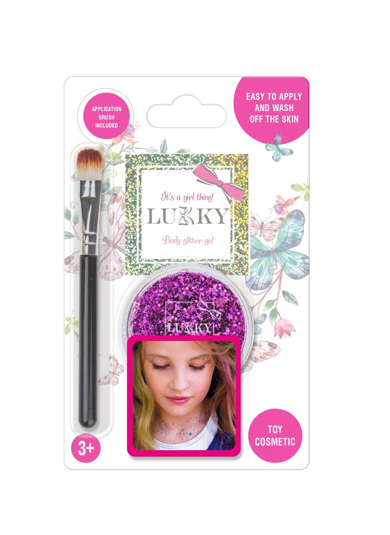 LUKKY Lukky Body Glitter Gel with Brush - Purple 25ml  - Image 1