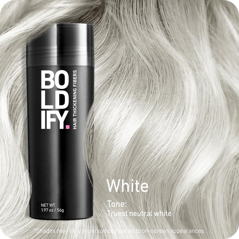 BOLDIFY Hair Fibers (56g) - Fill In Thinning and Fine Hair for an Instantly Fuller, Thicker Look - 14 Shades for Women & Men - White - Image 2