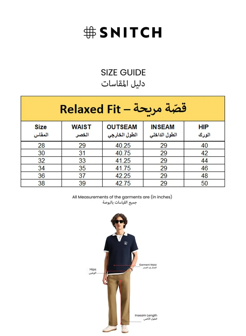 Snitch Black Black Solid Loose Fit Casual Trousers for Men | Best Price UAE