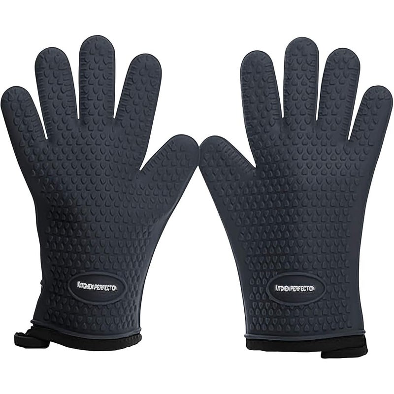 KITCHEN PERFECTION Silicone Smoker Oven Gloves-Extreme Heat Resistant BBQ Gloves-Handle Hot Food Right on Your Grill Fryer & Pit|Waterproof Grilling Cooking Baking Mitts|Superior Value Set +3 Bonuses - Image 1