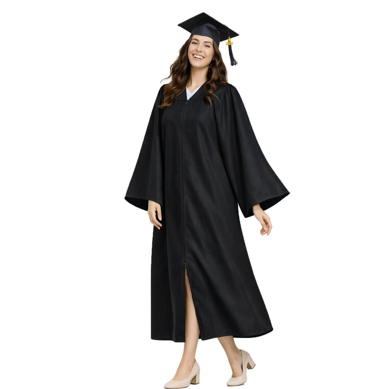 Happy Secret عباءة تخرج غير محددة الجنس غير لامعة مع قبعة وشرابة مجموعة 2025 للمدرسة الثانوية والبكالوريوس - Image 1