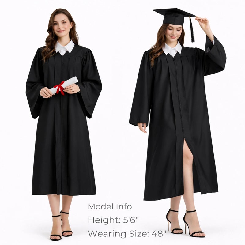 Happy Secret عباءة تخرج غير محددة الجنس غير لامعة مع قبعة وشرابة مجموعة 2025 للمدرسة الثانوية والبكالوريوس - Image 2