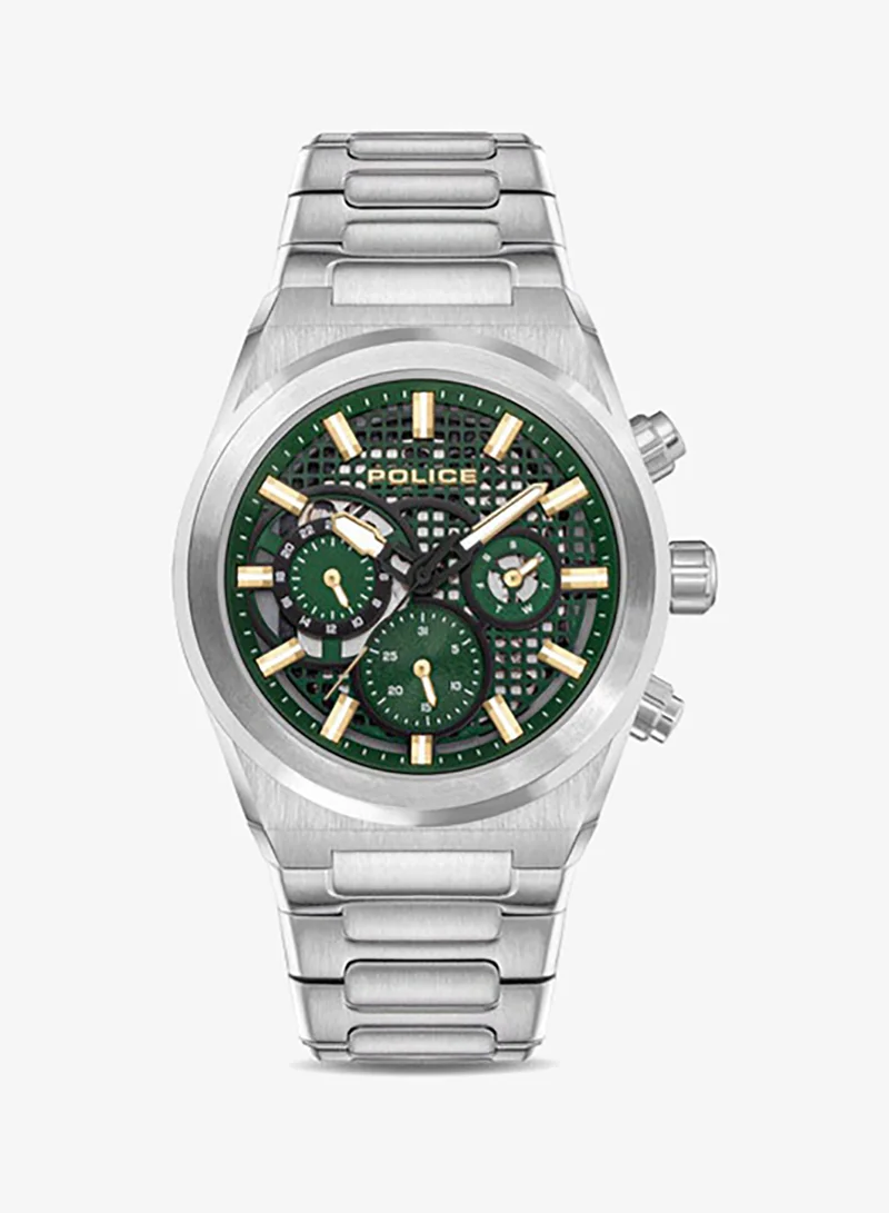 بوليس Eclipse Men's 45mm Multifunction Watch with Green Dial & Stainless Steel Bracelet