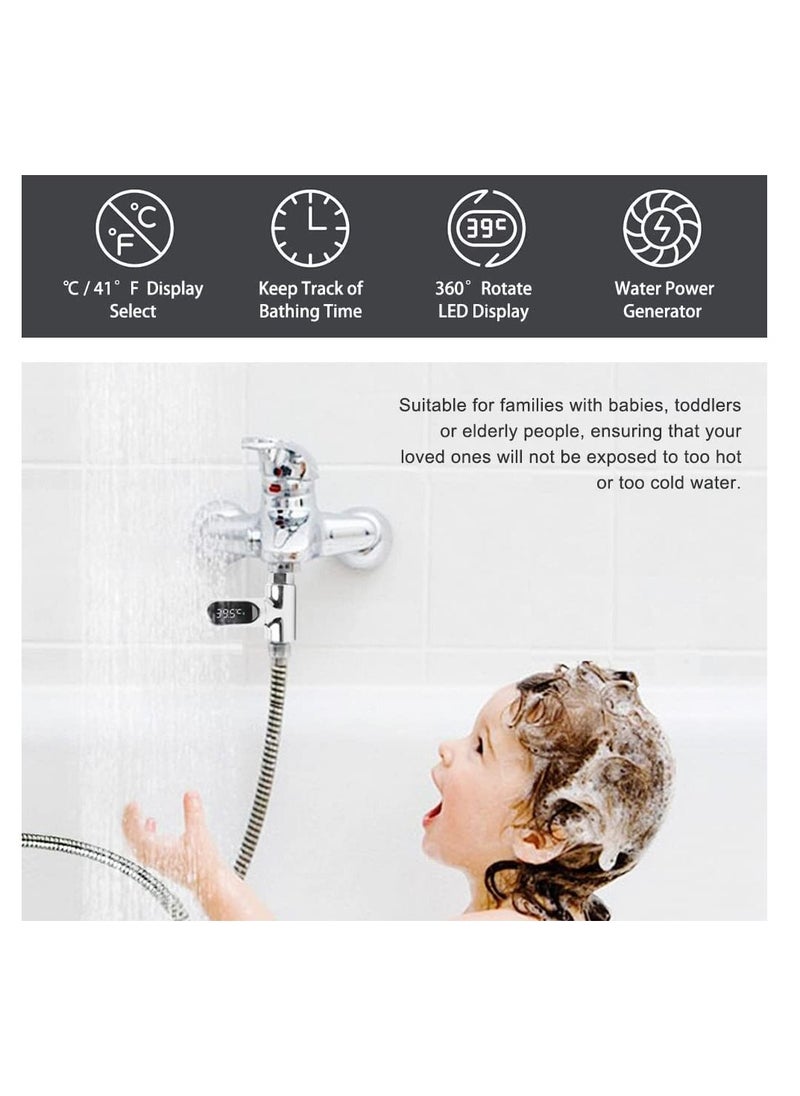 SYOSI - Shower Thermometer Faucet Shower Kit LED Display Instant Read Supports Celsius and Fahrenheit Suitable 360°Rotating Screen for Baby Self-Shower Kids Kitchen Faucet - Image 1