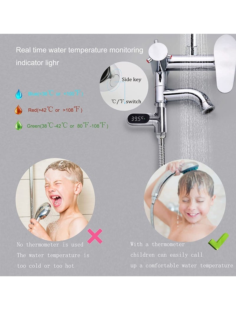 SYOSI - Shower Thermometer Faucet Shower Kit LED Display Instant Read Supports Celsius and Fahrenheit Suitable 360°Rotating Screen for Baby Self-Shower Kids Kitchen Faucet - Image 1