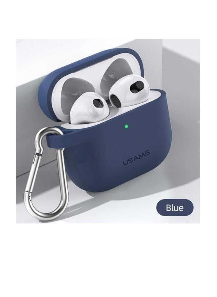 Usams USAMS US-BH741 Silicone Protective Cover for Apple AirPods 3  Blue - Image 2
