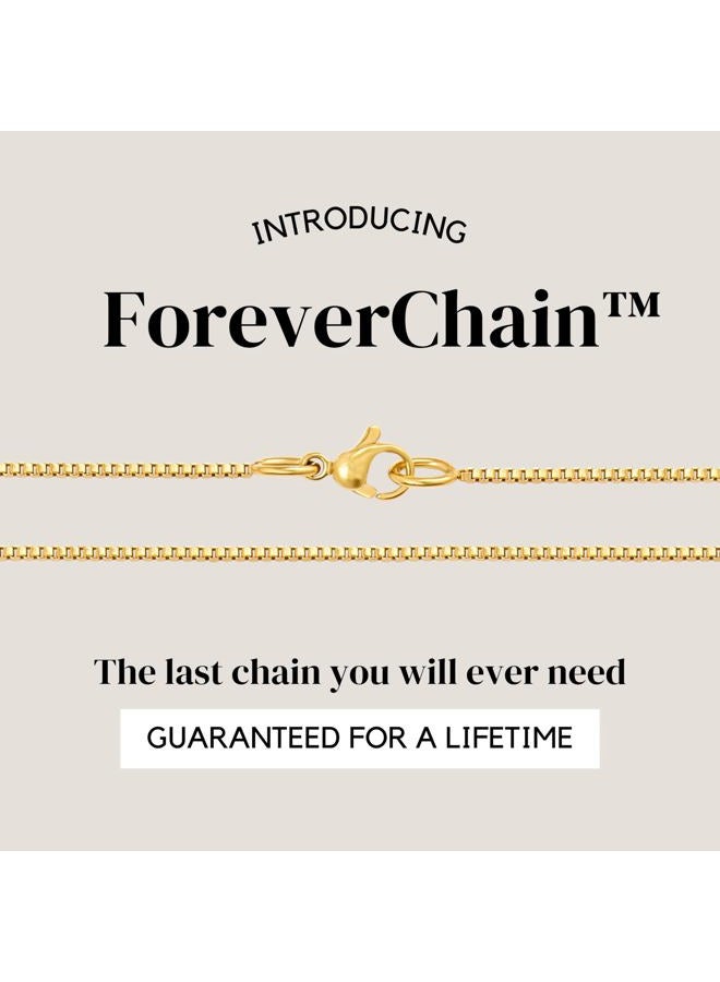 KISPER 24k Gold Over Stainless Steel 1.2mm Thin Box Chain Necklace, 18 inch - Image 2