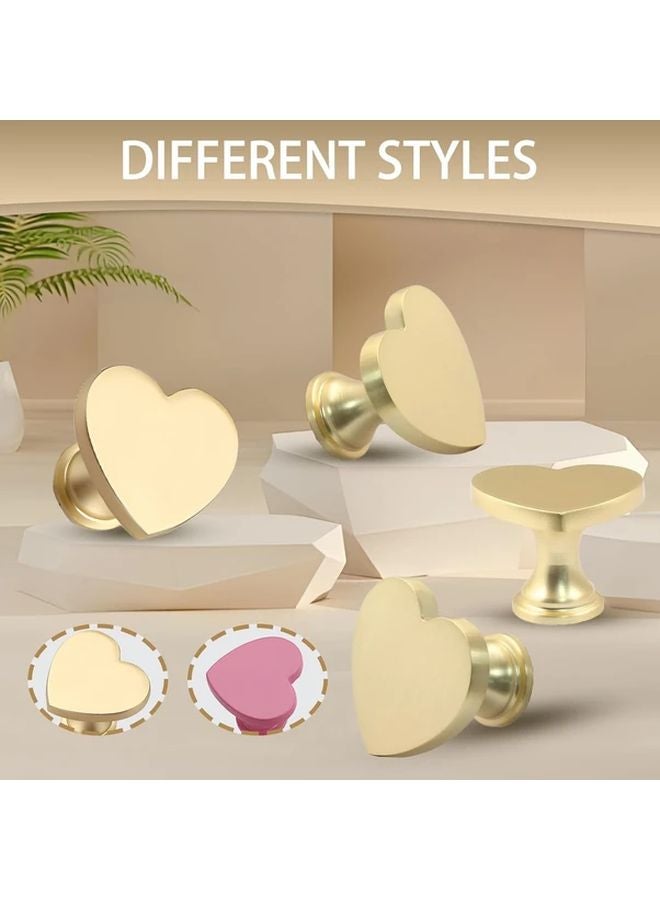 6Pcs Gold Tone Heart Shaped Cabinet Knobs Brass Finish For Dressers Cabinets Drawers - Image 4