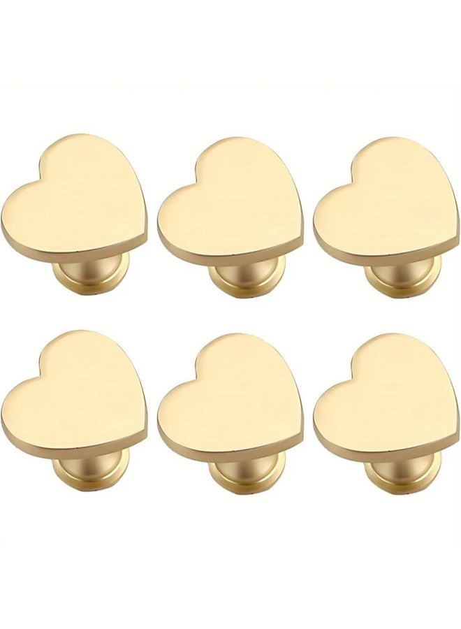 6Pcs Gold Tone Heart Shaped Cabinet Knobs Brass Finish For Dressers Cabinets Drawers - Image 2