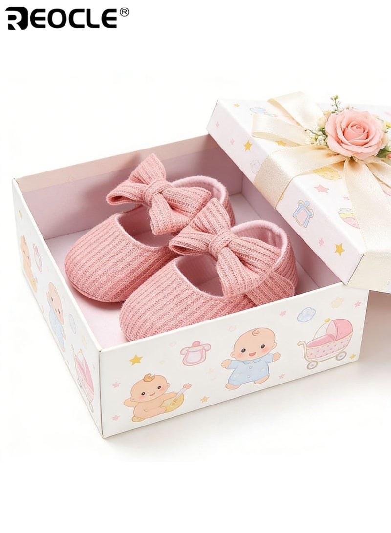 REOCLE Baby Slip-On Shoes with Bow Design All-Season and Breathable Home shoes No Insole Perfect for Walking Practice Suitable for 5-8 Months - Image 4