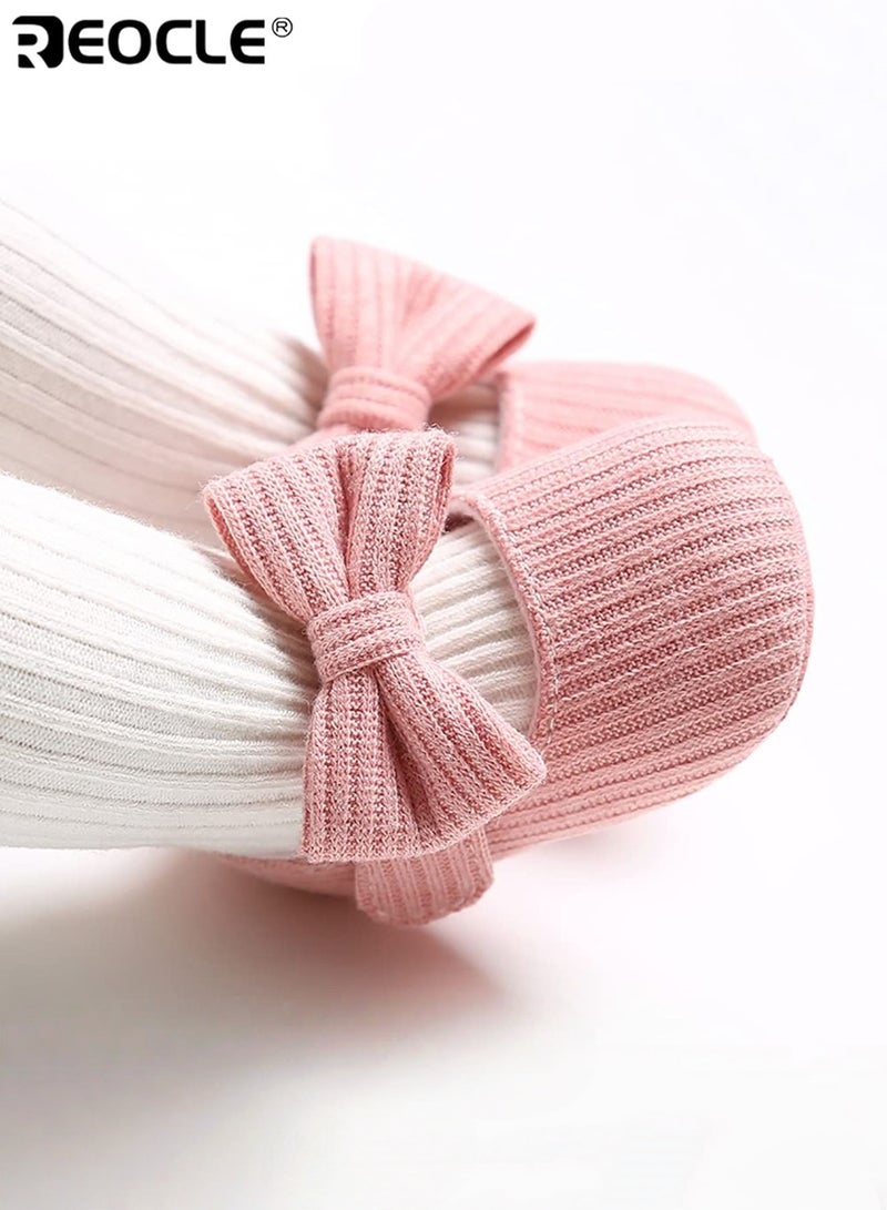 REOCLE Baby Slip-On Shoes with Bow Design All-Season and Breathable Home shoes No Insole Perfect for Walking Practice Suitable for 5-8 Months - Image 5