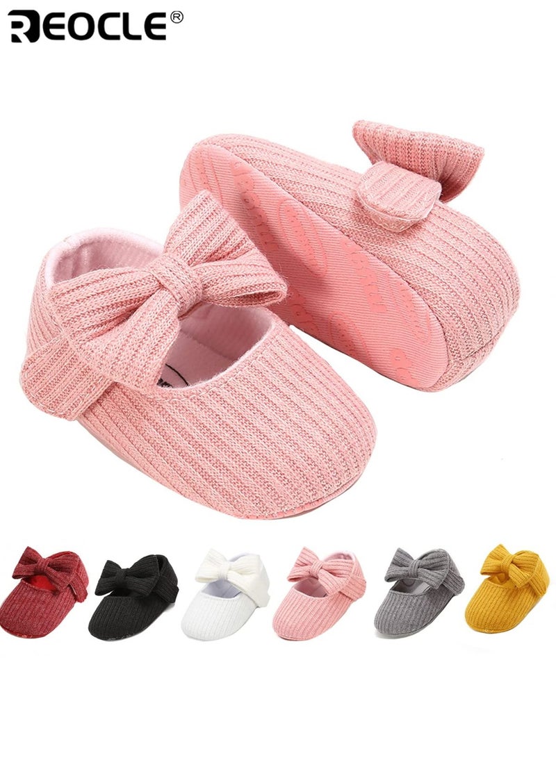 REOCLE Baby Slip-On Shoes with Bow Design All-Season and Breathable Home shoes No Insole Perfect for Walking Practice Suitable for 5-8 Months - Image 3