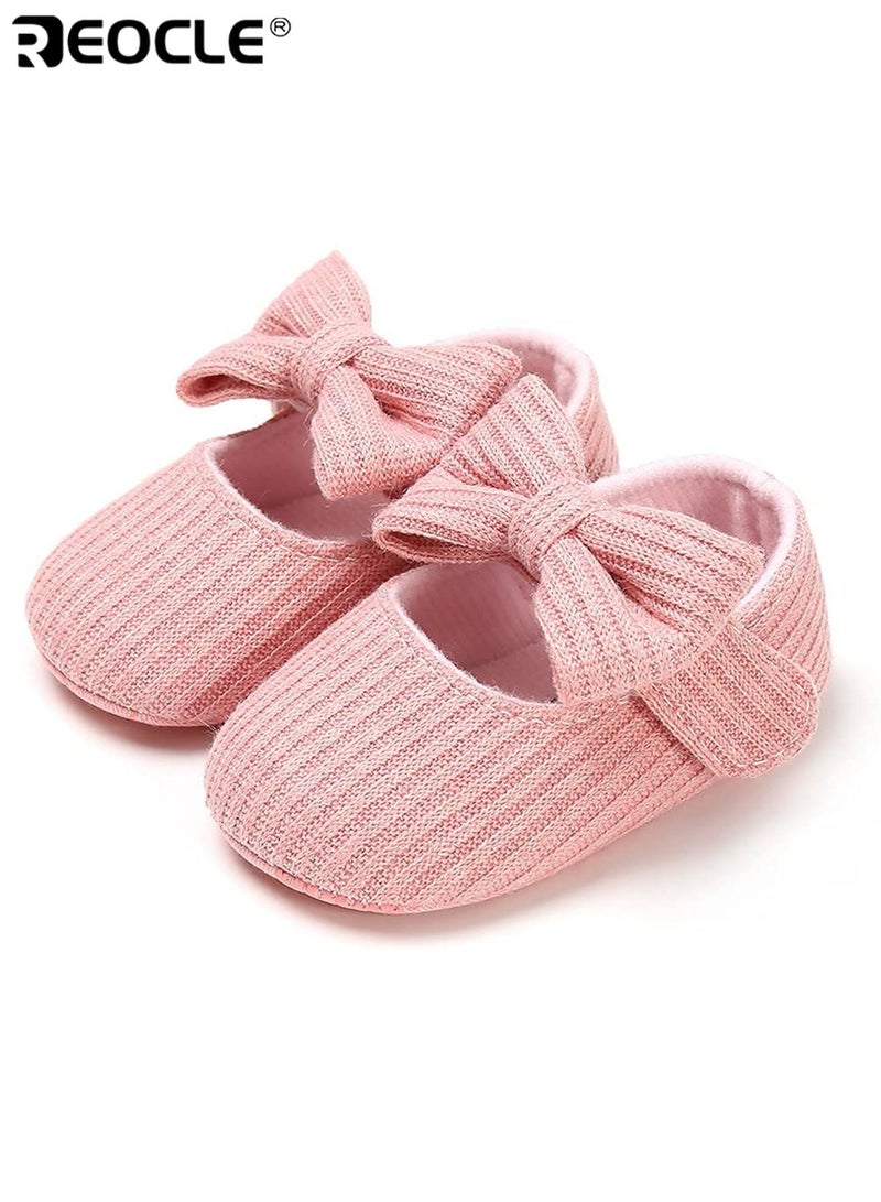 REOCLE Baby Slip-On Shoes with Bow Design All-Season and Breathable Home shoes No Insole Perfect for Walking Practice Suitable for 5-8 Months - Image 2