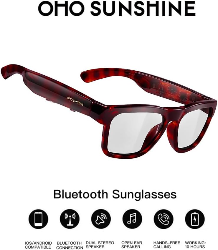 OhO sunshine Smart Glasses Unisex,Transitional Polarized Glasses with Bluetooth Speaker,Athletic/Outdoor UV Protection and Voice Control - Image 2