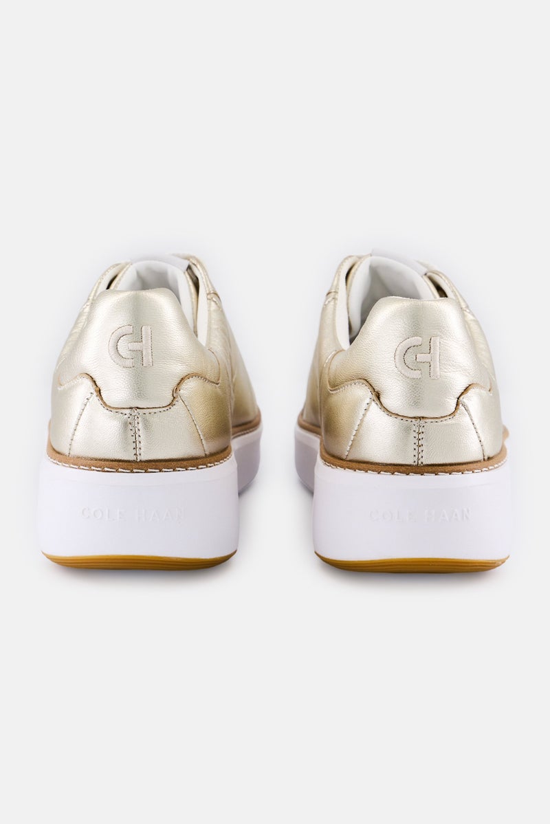 COLE HAAN Women Wide Gp Topspin Lace Up Sneaker, Gold - Image 3