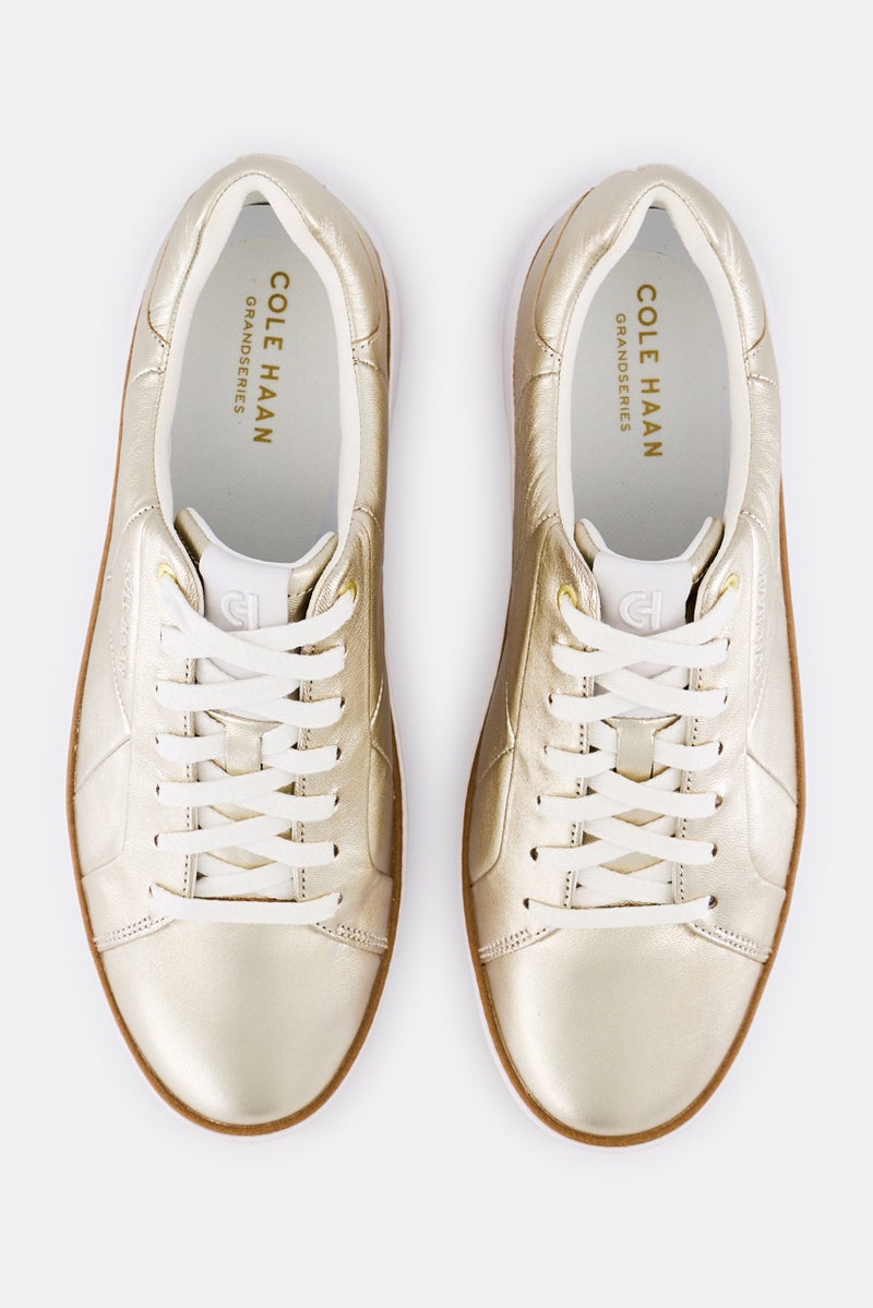 COLE HAAN Women Wide Gp Topspin Lace Up Sneaker, Gold - Image 2