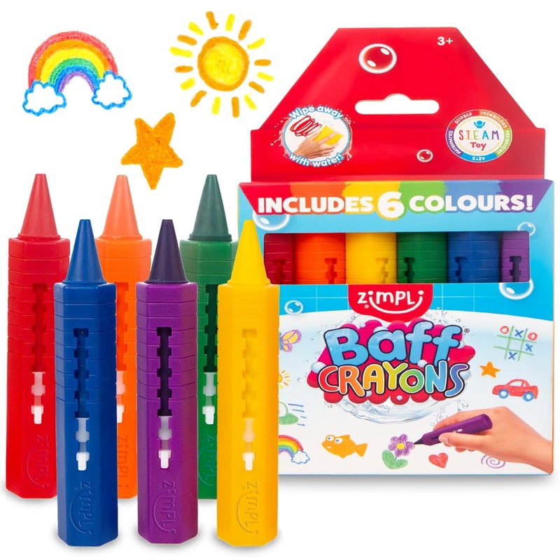 Zimpli Kids 6 Large Bath Toys for Kids, Colourful and Washable, Creative Shower Toys, Bath Fun - Image 1
