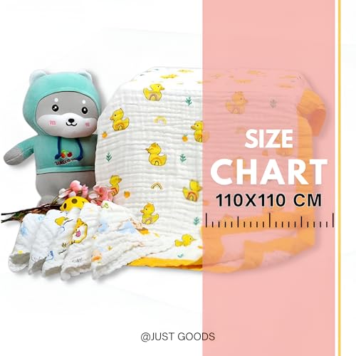 JUST Goods Baby Blanket | Ultra-Soft & Warm | 100% Cotton | Lightweight & Breathable | Multi-Purpose Use | Machine Washable | Combo Pack of 2 (Duck + Strawberry Blanket) - Image 2