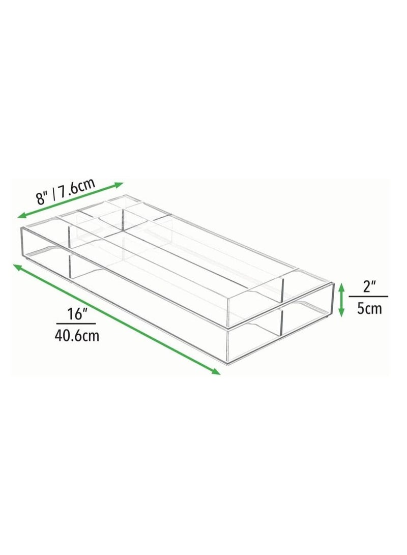 Eworld 4-Pack Plastic Stackable Storage Drawer Organizer Tray Set Features 4 Varied Size Compartments for Note Pads, Pens, Tape, Staples, Scissors and More. - Image 2