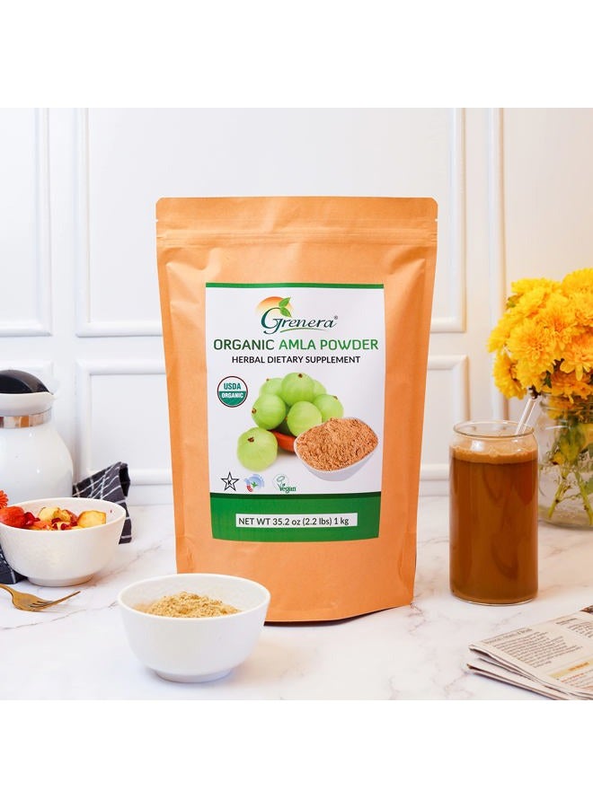 GRENERA Organic Amla Powder - 35.2 Ounce / 2.2 lb - USDA Organic, Batch Tested, Rich in ORAC Value - Image 2