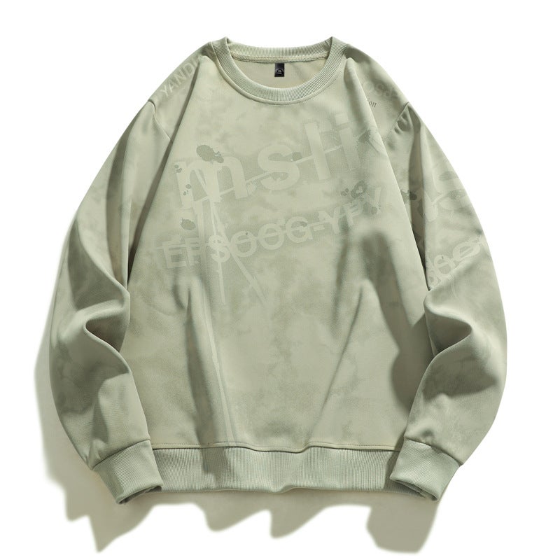 Heavy Full-Print Graffiti Round Neck Trendy Fashion Sweatshirt White Black Dark Gray Light Gray - Image 4