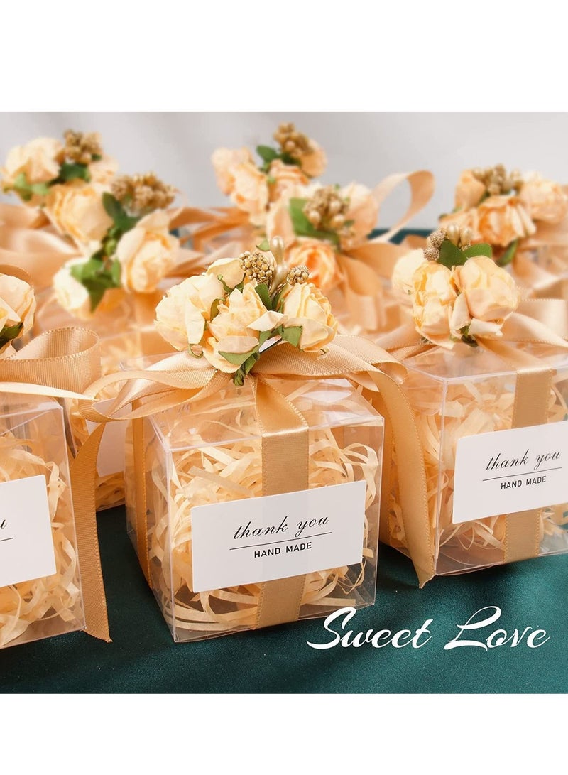 SYOSI Wedding Favour Boxes Transparent Cube Gift with Decorations for Candy Sweets Bridal Birthday Party Favours 10Pcs 6x6x6cm Gentle Warmth Romantic - Image 2
