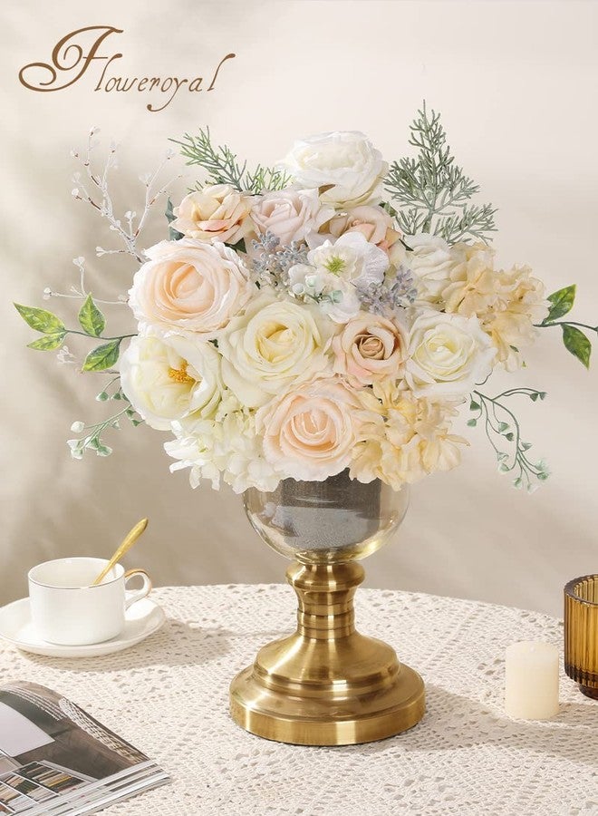 Floweroyal Artificial Flowers Combo White Flowers Mix Silk Flowers Dahlia Roses with Stems for DIY Wedding Bridal Bouquets, Baby Shower, Floral Arrangement, Table Centerpieces, Home Decorations. - Image 5
