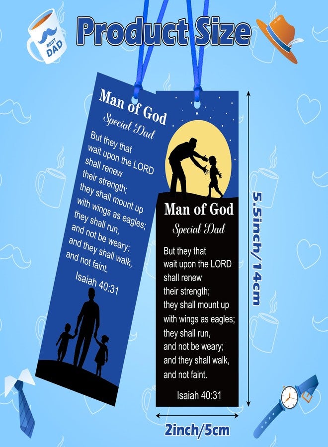 Haooryx Man of God Religious Christian Bookmarks - 120Pcs Father's Day Book Marks Bible Verse Page Marker Gift Tag for Father's Day Dad's Birthday Party Gifts School Student Reward Teacher Supply - Image 3