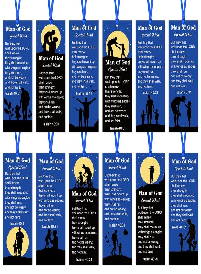 Haooryx Man of God Religious Christian Bookmarks - 120Pcs Father's Day Book Marks Bible Verse Page Marker Gift Tag for Father's Day Dad's Birthday Party Gifts School Student Reward Teacher Supply - Image 1