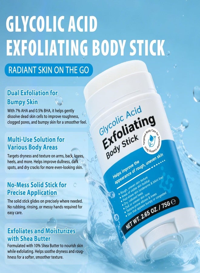 teerova Exfoliating Body Stick with Glycolic Acid, Solid Non-Sticky No resin Formula, Smooth & Soft Nourish Dry Rough Skin - Image 3