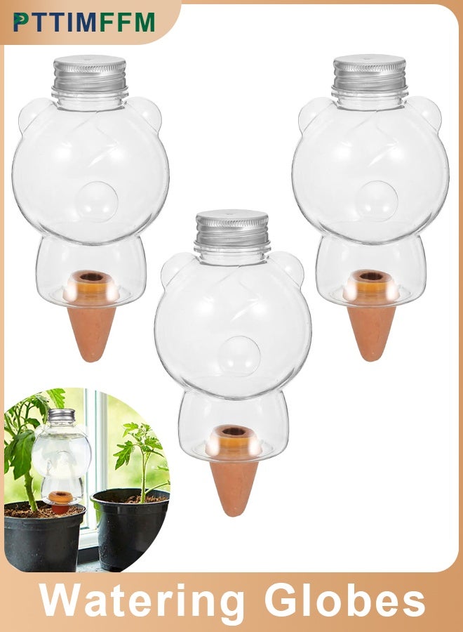 PTTIMFFM 3 PCS Self Watering Globes for Plants, 400ml Automatic Plant Watering Stakes, Cute Bear Shape Watering Bulbs for Potted Plants - Image 1